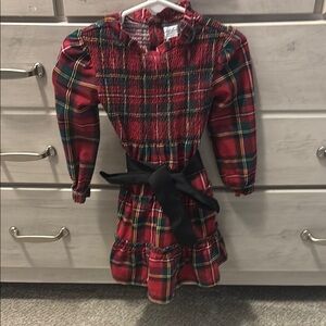 Red Plaid Dress with Black Bow
